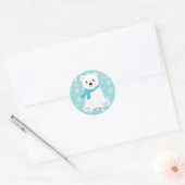 Schattige Polar Beer Wintersneeuwvlok Blauwgroen Ronde Sticker (Envelop)