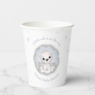 Schattige Polar Beer Wit Winter Boy Baby shower Papieren Bekers