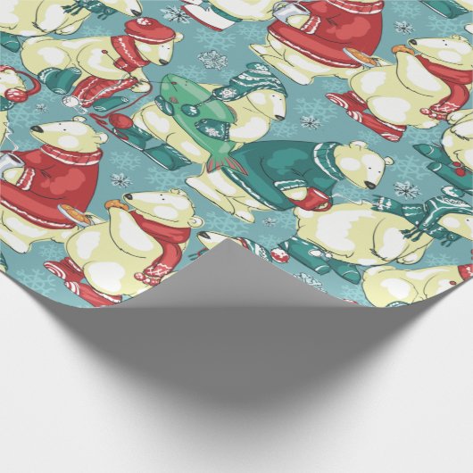 Schattige polarBeren Cadeaupapier (Hoek)