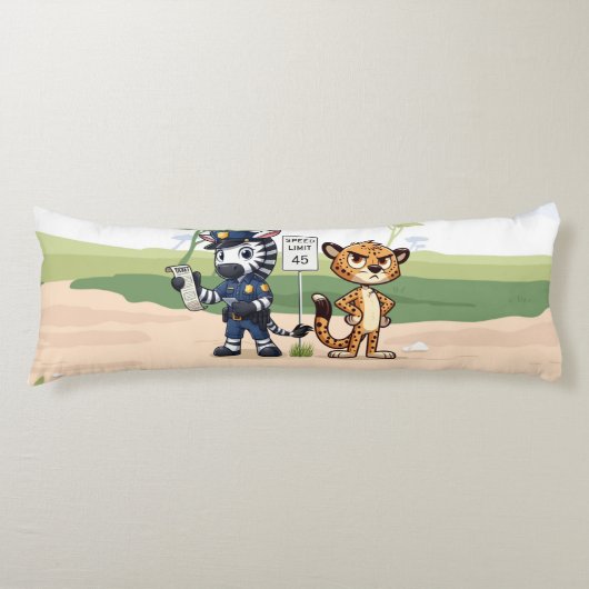 schattige politie zebra & cheeta lichaamskussen (Voorkant)
