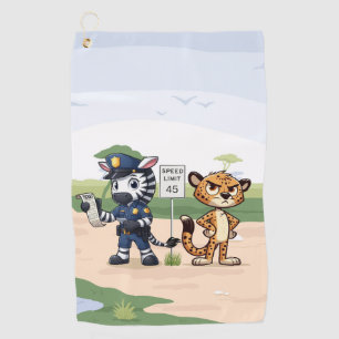 schattige politie zebra & jachtluipaard golfhanddoek
