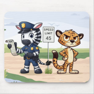 schattige politie zebra & jachtluipaard muismat