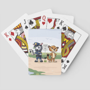 schattige politie zebra & jachtluipaard pokerkaarten