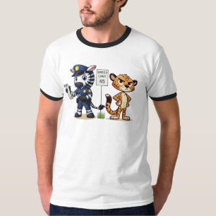 schattige politie zebra & jachtluipaard t-shirt