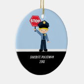 Schattige politieman met stopbordOrnament Keramisch Ornament (Rechts)