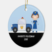 Schattige politievrouw met Ornament politieauto (Links)