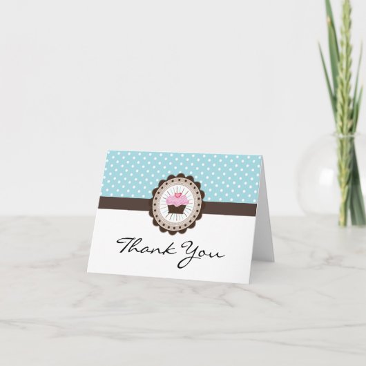 Schattige Polk a Dot Cupcake Bedankt Card (Voorkant)