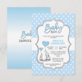 Schattige Polka Dot Blauw Grijs Olifant Baby showe Kaart (Voorkant / Achterkant)
