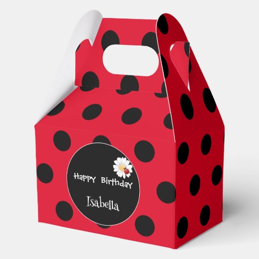 Schattige Polka dot Ladybug Daisy Flower Verjaarda Bedankdoosjes (Voorkant)