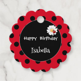 Schattige Polka dot Ladybug Daisy Flower Verjaarda Bedankjes Labels