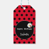 Schattige Polka dot Ladybug Daisy Flower Verjaarda Cadeaulabel (Achterkant)