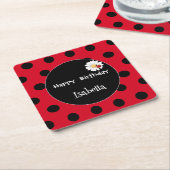 Schattige Polka dot Ladybug Daisy Flower Verjaarda Kartonnen Onderzetters (Schuin)