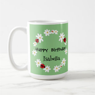 Schattige Polka dot Ladybug Daisy Flower Verjaarda Koffiemok