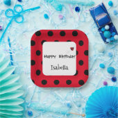 Schattige Polka dot Ladybug Daisy Flower Verjaarda Papieren Bordje (Feest)