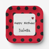 Schattige Polka dot Ladybug Daisy Flower Verjaarda Papieren Bordje (Voorkant)