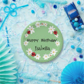 Schattige Polka dot Ladybug Daisy Flower Verjaarda Papieren Bordje (Feest)