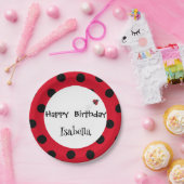 Schattige Polka dot Ladybug Daisy Flower Verjaarda Papieren Bordje (Feest)