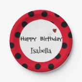 Schattige Polka dot Ladybug Daisy Flower Verjaarda Papieren Bordje (Voorkant)