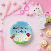 Schattige Polka dot Ladybug Daisy Flower Verjaarda Papieren Kommen (Feest)