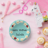 Schattige Polka dot Ladybug Daisy Flower Verjaarda Papieren Kommen (Feest)