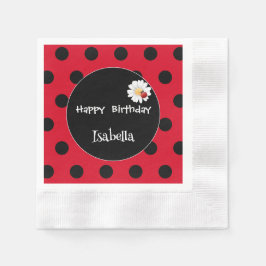 Schattige Polka dot Ladybug Daisy Flower Verjaarda Servet