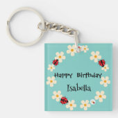 Schattige Polka dot Ladybug Daisy Flower Verjaarda Sleutelhanger (voorkant)