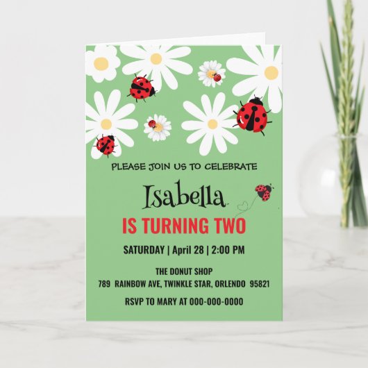 Schattige Polka dot Ladybug Daisy Kids Verjaardags (Voorkant)