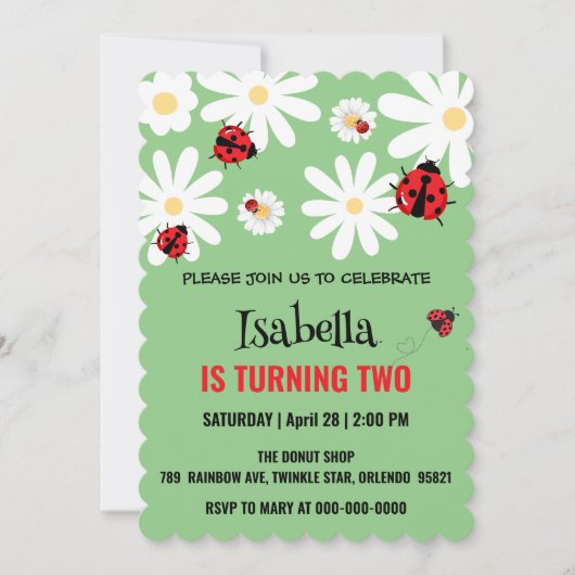 Schattige Polka dot Ladybug Daisy Kids Verjaardags Kaart (Voorkant)