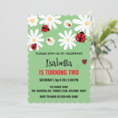 Schattige Polka dot Ladybug Daisy Kids Verjaardags Kaart (Staand voorkant)