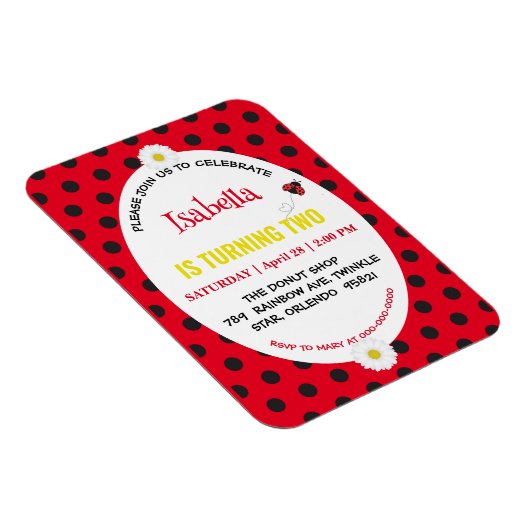 Schattige Polka dot Ladybug Daisy Kids Verjaardags Magneet (Rechterzijde)