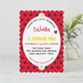Schattige Polka dot Ladybug Daisy Kids Verjaardags Save The Date (Staand voorkant)