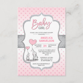 Schattige Polka Dot Roze Grijs Olifant Baby shower Kaart