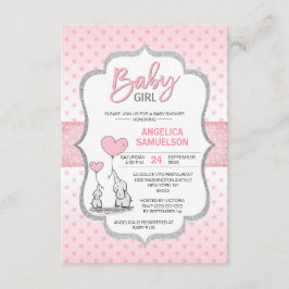Schattige Polka Dot Roze Grijs Olifant Baby shower Kaart