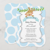 Schattige Polka Dots & Monkey boy Baby shower Kaart (Voorkant / Achterkant)