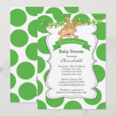 Schattige Polka Dots Monkey Genderneutraal Baby sh Kaart (Voorkant / Achterkant)