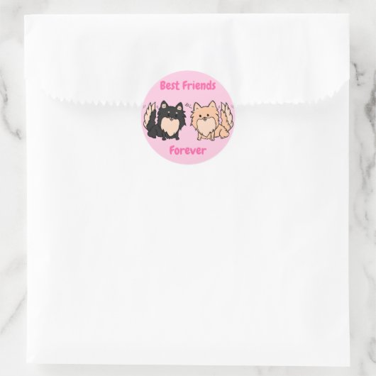 Schattige Pom BFF Ronde Sticker (Tas)