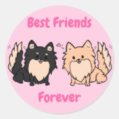 Schattige Pom BFF Ronde Sticker (Voorkant)