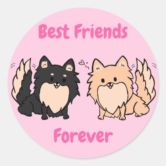 Schattige Pom BFF Ronde Sticker (Voorkant)