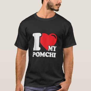 Schattige Pomchi Hondenliefhebber Mam Pa Ik hou va T-shirt