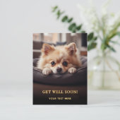 Schattige Pomeranian Beterschap Briefkaart (Staand voorkant)
