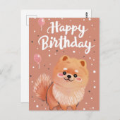Schattige Pomeranian Gefeliciteerd  Briefkaart (Voorkant / Achterkant)
