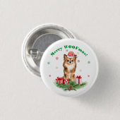 Schattige Pomeranian in Kerstmannenhoed - Prettig  Ronde Button 3,2 Cm (Voorkant /achterkant)