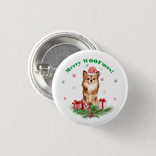 Schattige Pomeranian in Kerstmannenhoed - Prettig Ronde Button 3,2 Cm (Voorkant /achterkant)