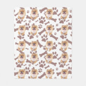 Schattige Pomeranian & Paw Print Design – Pet Love Fleece Deken (Voorkant)