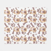Schattige Pomeranian & Paw Print Design – Pet Love Fleece Deken (Voorkant (Horizontaal))