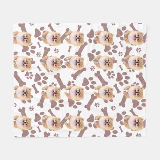 Schattige Pomeranian & Paw Print Design – Pet Love Fleece Deken (Voorkant (Horizontaal))