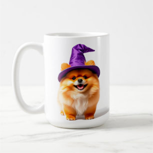Schattige Pomeranian Puppy met een Heksenhoed Koffiemok