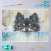 Schattige Pommeren hond in bad decoupage Tissuepapier (Craft)
