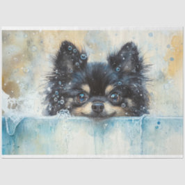 Schattige Pommeren hond in bad decoupage Tissuepapier