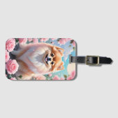 Schattige Pommerse bloeiende roze rozen Bagagelabel (Voorkant (horizontaal))